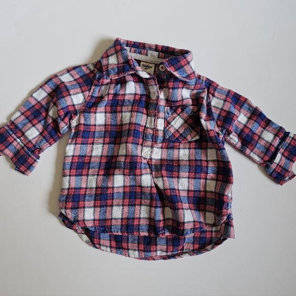 OshKosh B'gosh 3m Blue and Red Button Down Shirt - Picture 1 of 4